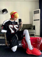 THALASI Men’s Cotton Jersey Oversized T-Shirt | Sports Style, Half Sleeve Round Neck, Baggy Korean Fit - Gravityz Fashion Shop