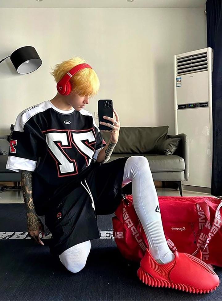 THALASI Men’s Cotton Jersey Oversized T-Shirt | Sports Style, Half Sleeve Round Neck, Baggy Korean Fit