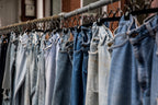 A rack of jeans
